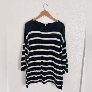 EILEEN FISHER organic cotton striped oversized sweater / size M